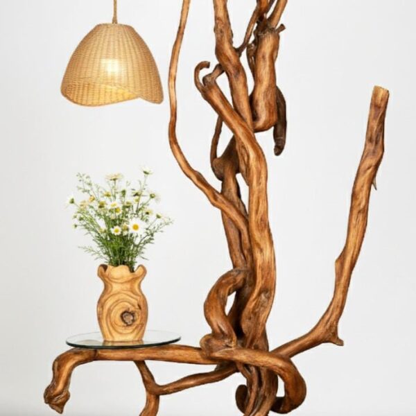 Wooden Tree Flour Lamp art with Flower Pot
