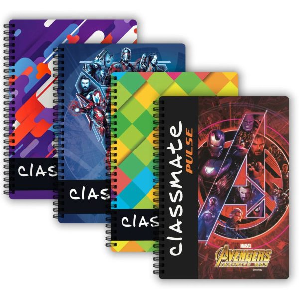 Classmate Pulse 1 Subject (240 X 180 mm) Spiral B5 Notebook Single Line 180 Pages (Multicolor, Pack of 4)