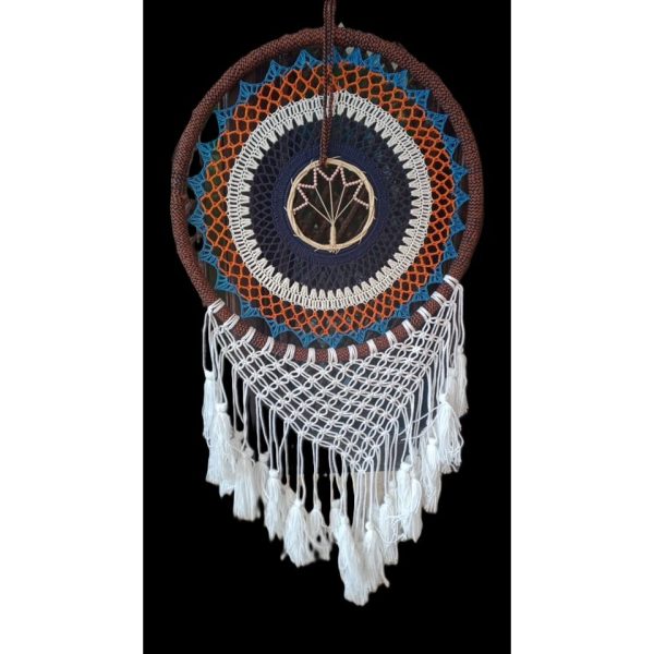 Dream Catcher Brown Circle With Blue Orange White Purple Circle