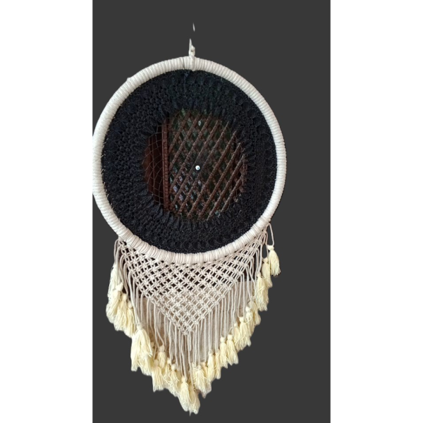 Dream Catcher White Circle With Black Design
