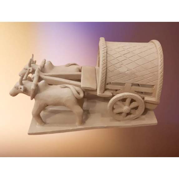 Handcrafted Terracotta Bullock Cart Village Showpiece